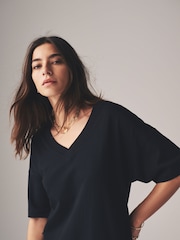 The Set Black/Brown 2 Pack 100% Cotton V-Neck Sweat Dress - Image 10 of 12