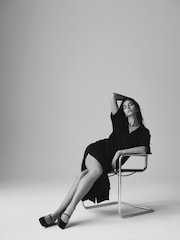 The Set Black/Brown 2 Pack 100% Cotton V-Neck Sweat Dress - Image 3 of 12