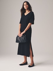 The Set Black/Brown 2 Pack 100% Cotton V-Neck Sweat Dress - Image 4 of 12