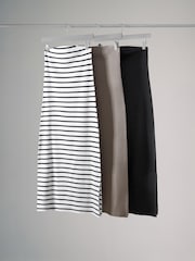 The Set Back/Taupe/Black and White Stripe 3 Pack Ribbed Bandeau Dresses - Image 1 of 3