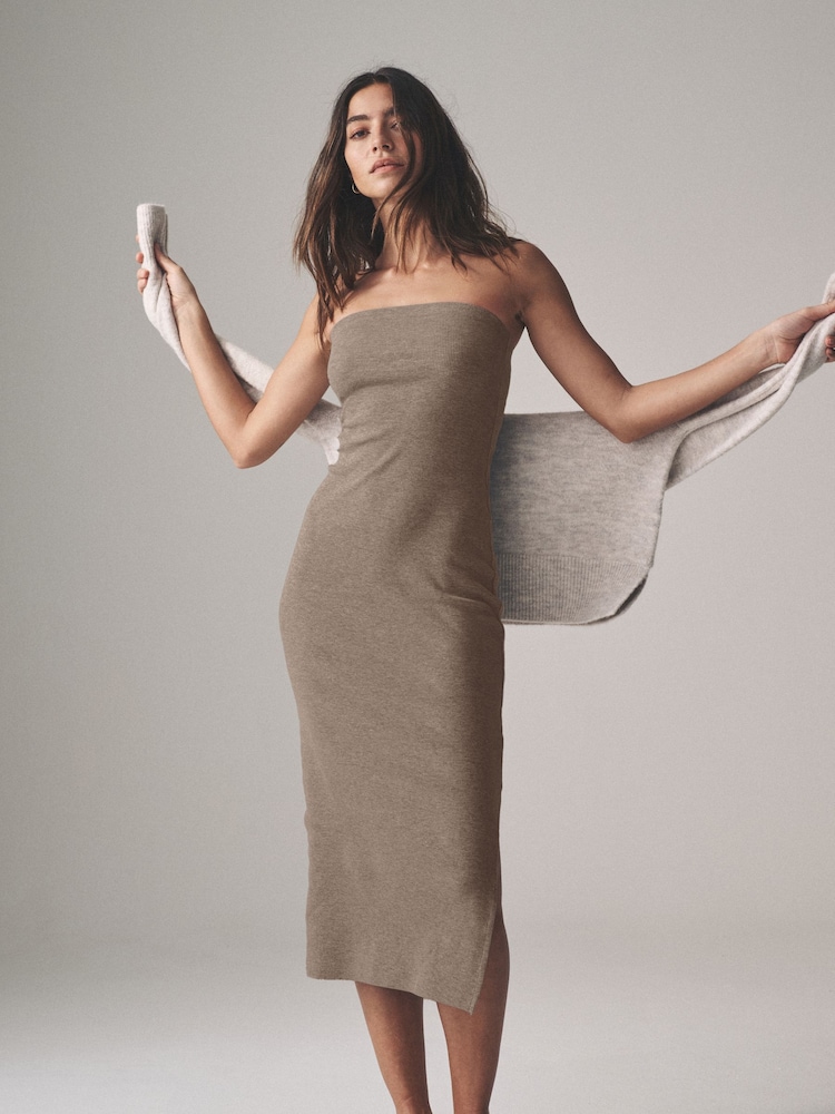 The Set Black/Taupe Brown/Black & White Stripe 3 Pack Ribbed Bandeau Dresses - Image 1 of 10 The Set Black/Taupe Brown/Black & White Stripe 3 Pack Ribbed Bandeau Dresses - Image 1 of 10
