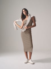 The Set Back/Taupe/Black and White Stripe 3 Pack Ribbed Bandeau Dresses - Image 6 of 10