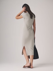 The Set Black/Red/Ecru Stripe 3 Pack Ribbed Short Sleeved Bodycon Midi Dress - Image 6 of 9
