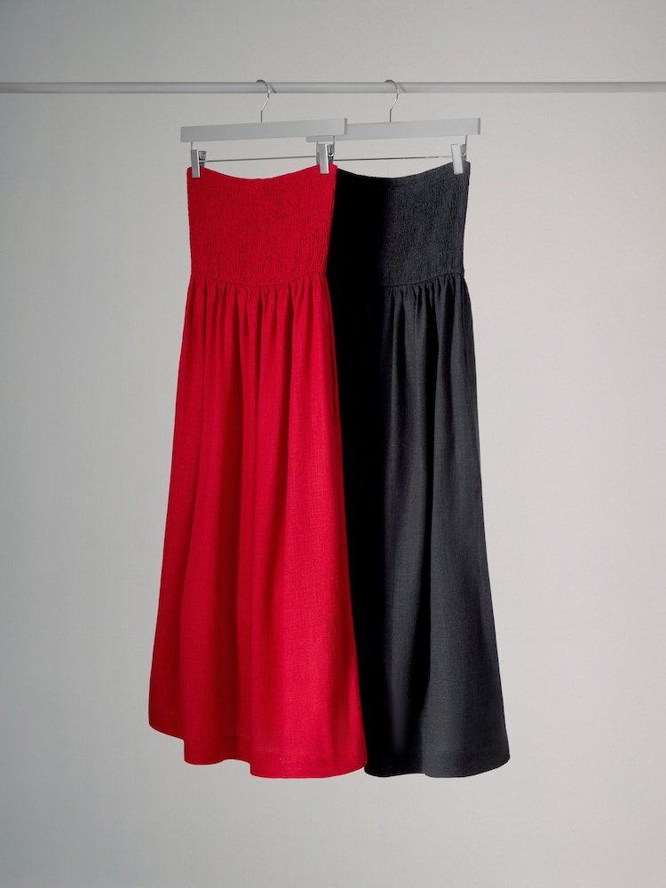 The Set Black 2 Pack Bandeau Maxi Dresses with Linen - Image 1 of 3 The Set Black 2 Pack Bandeau Maxi Dresses with Linen - Image 1 of 3