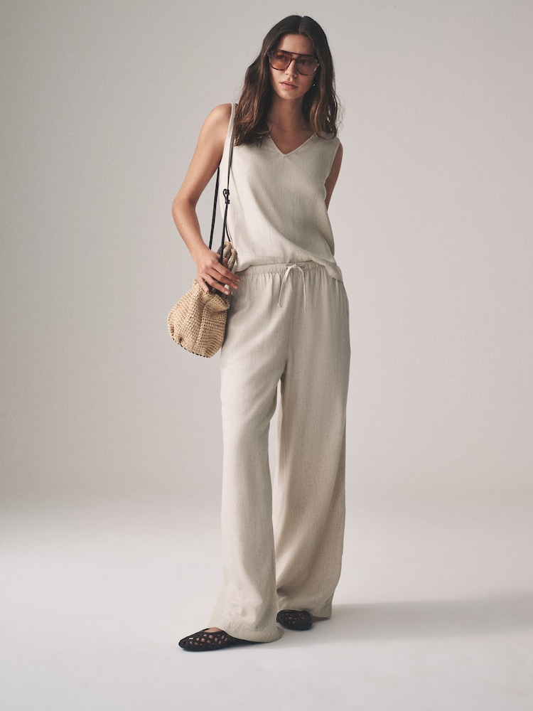 The Set Black/Neutral/Clay Stripe 3 Pack V-Neck Shell Tops with Linen - Image 2 of 7