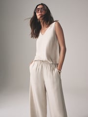 The Set Black/Neutral/Clay Stripe 3 Pack V-Neck Shell Tops with Linen - Image 3 of 7