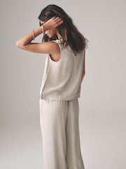 The Set Black/Neutral/Clay Stripe 3 Pack V-Neck Shell Tops with Linen - Image 5 of 7