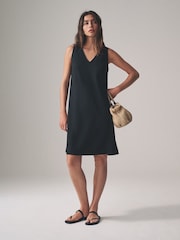 The Set Black/Clay Stripe 2 Pack V-Neck Shift Dress with Linen - Image 1 of 6