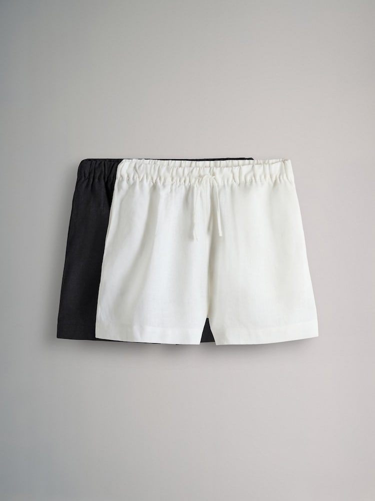 The Set Black/White 2 Pack Linen Blend Shorts - Image 1 of 5