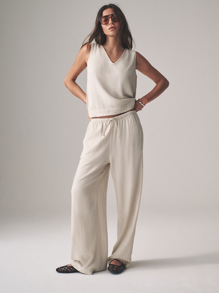 The Set Black/Neutral/Clay Stripe Pull On Wide Leg Trousers 3 Pack With Linen - Image 1 of 14 The Set Black/Neutral/Clay Stripe Pull On Wide Leg Trousers 3 Pack With Linen - Image 1 of 14