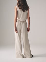 The Set Black/Neutral/Clay Stripe Pull On Wide Leg Trousers 3 Pack With Linen - Image 11 of 14
