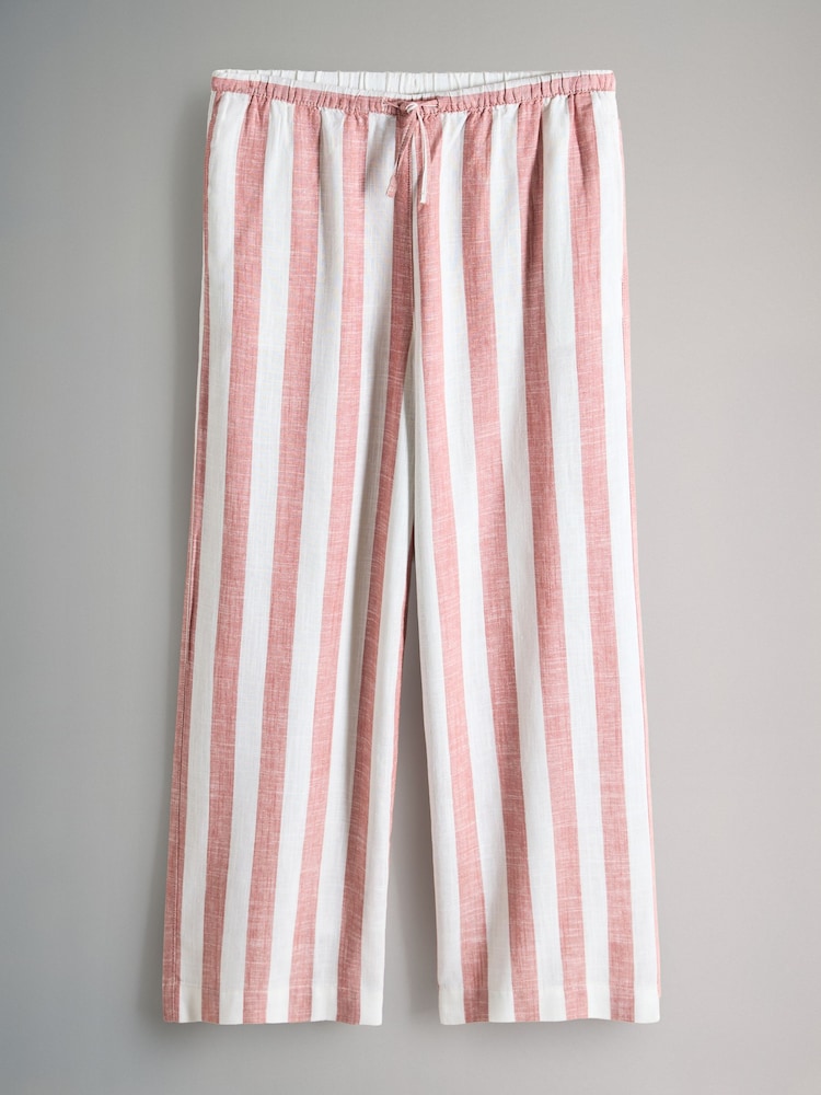 The Set Black/Neutral/Clay Stripe Pull On Wide Leg Trousers 3 Pack With Linen - Image 2 of 14