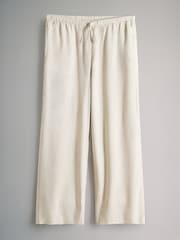 The Set Black/Neutral/Clay Stripe Pull On Wide Leg Trousers 3 Pack With Linen - Image 4 of 14