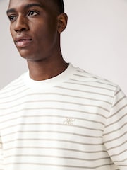 Ecru Striped Crew Textured Sweatshirt - Image 1 of 7
