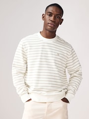 Ecru Striped Crew Textured Sweatshirt - Image 2 of 7