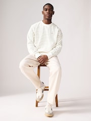 Ecru Striped Crew Textured Sweatshirt - Image 3 of 7