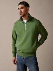 Ярко-зеленый - Джерси Cotton Rich Quarter Zip свитшот - Изображение 1 из 9