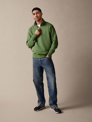 Ярко-зеленый - Джерси Cotton Rich Quarter Zip свитшот - Изображение 2 из 9