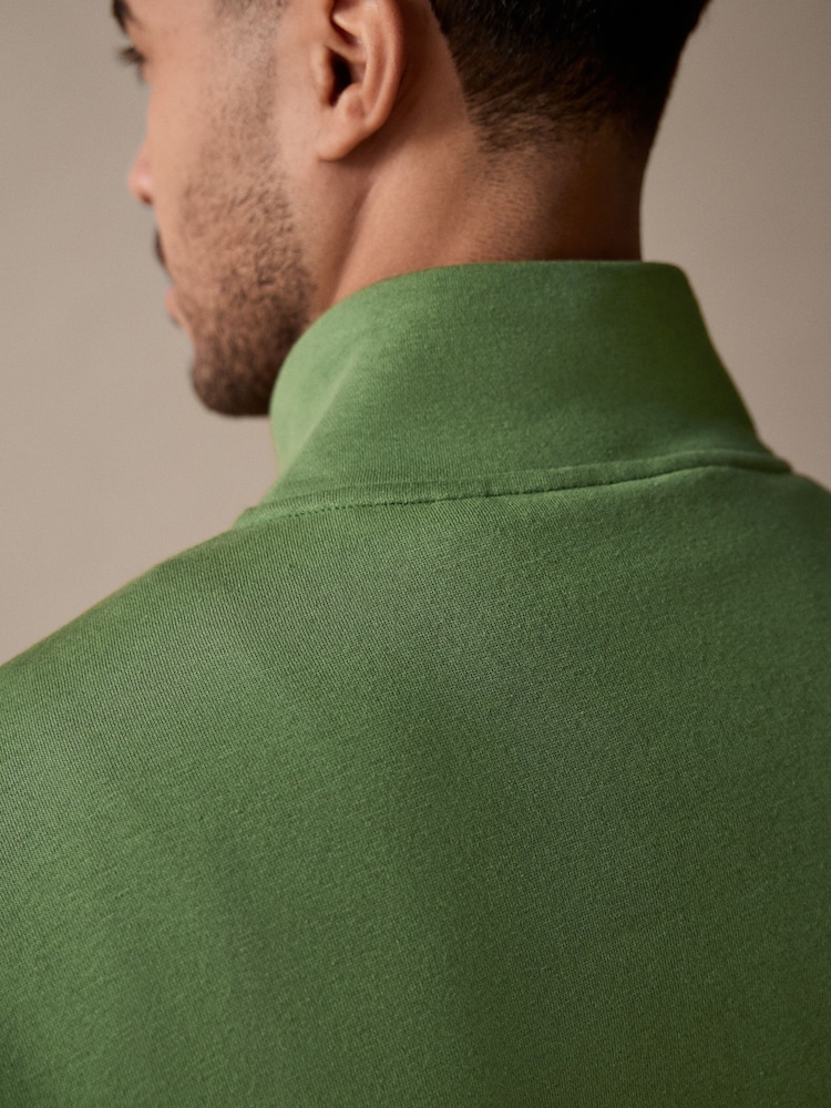 Bright Green Jersey Cotton Rich Quarter Zip Sweatshirt - Image 4 of 8