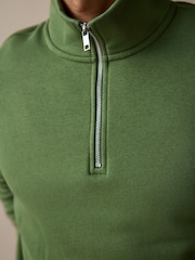 Ярко-зеленый - Джерси Cotton Rich Quarter Zip свитшот - Изображение 5 из 9