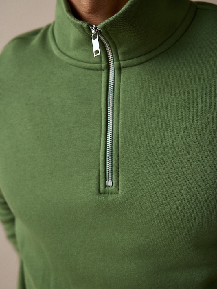 Bright Green Jersey Cotton Rich Quarter Zip Sweatshirt - Image 5 of 8
