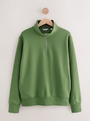 Ярко-зеленый - Джерси Cotton Rich Quarter Zip свитшот - Изображение 7 из 9