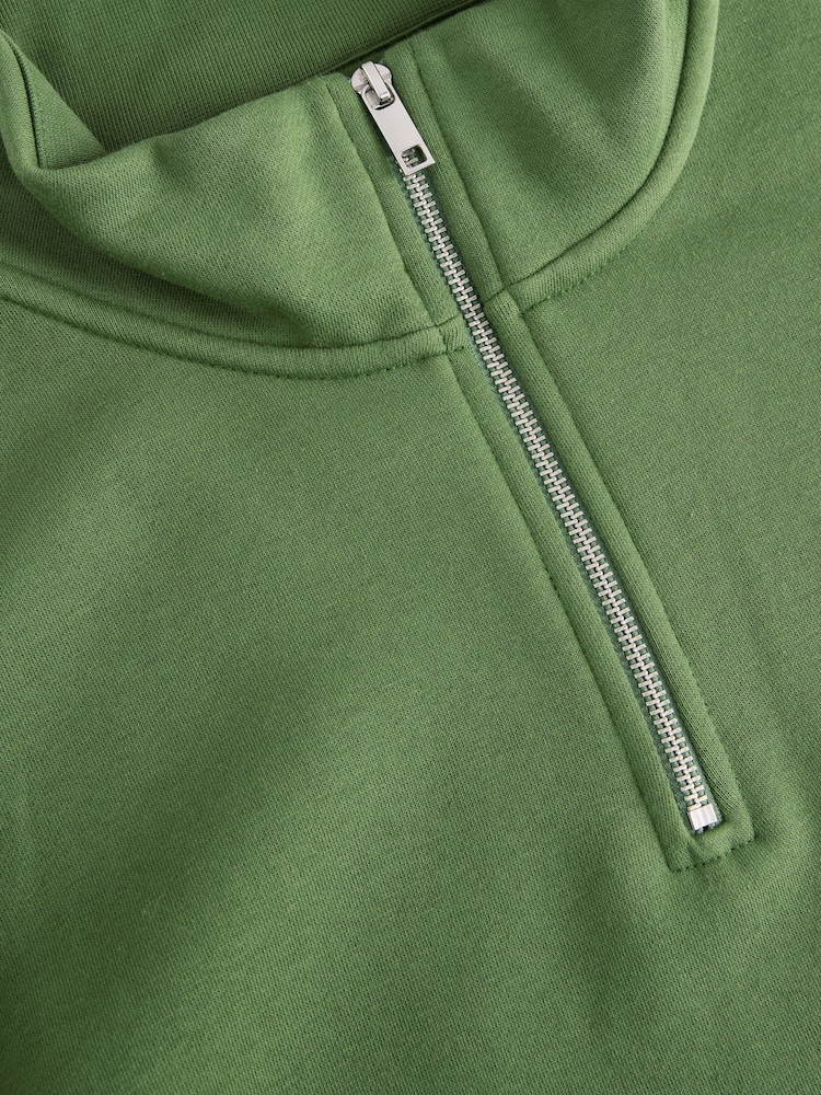 Bright Green Jersey Cotton Rich Quarter Zip Sweatshirt - Image 8 of 8