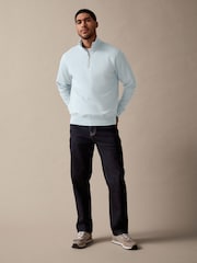 Голубой - Джерси Cotton Rich Quarter Zip свитшот - Изображение 2 из 8