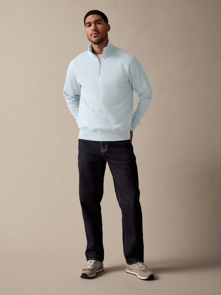 Голубой - Джерси Cotton Rich Quarter Zip свитшот - Изображение 2 из 8