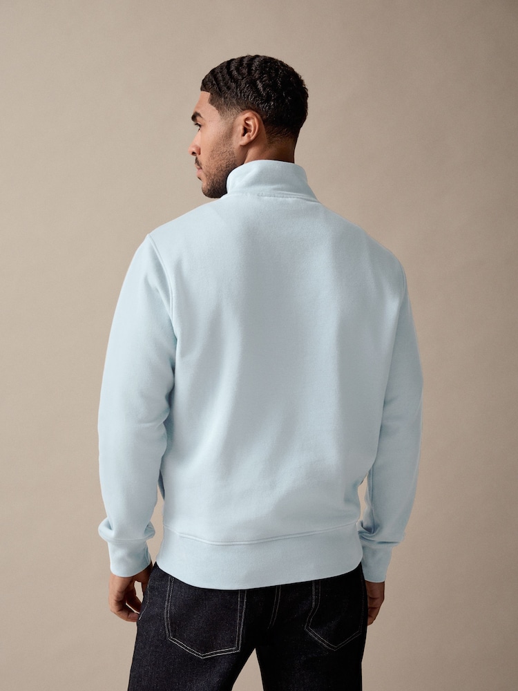 Light Blue Jersey Cotton Rich Quarter Zip Sweatshirt - Image 3 of 8