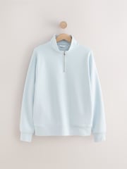 Голубой - Джерси Cotton Rich Quarter Zip свитшот - Изображение 6 из 8