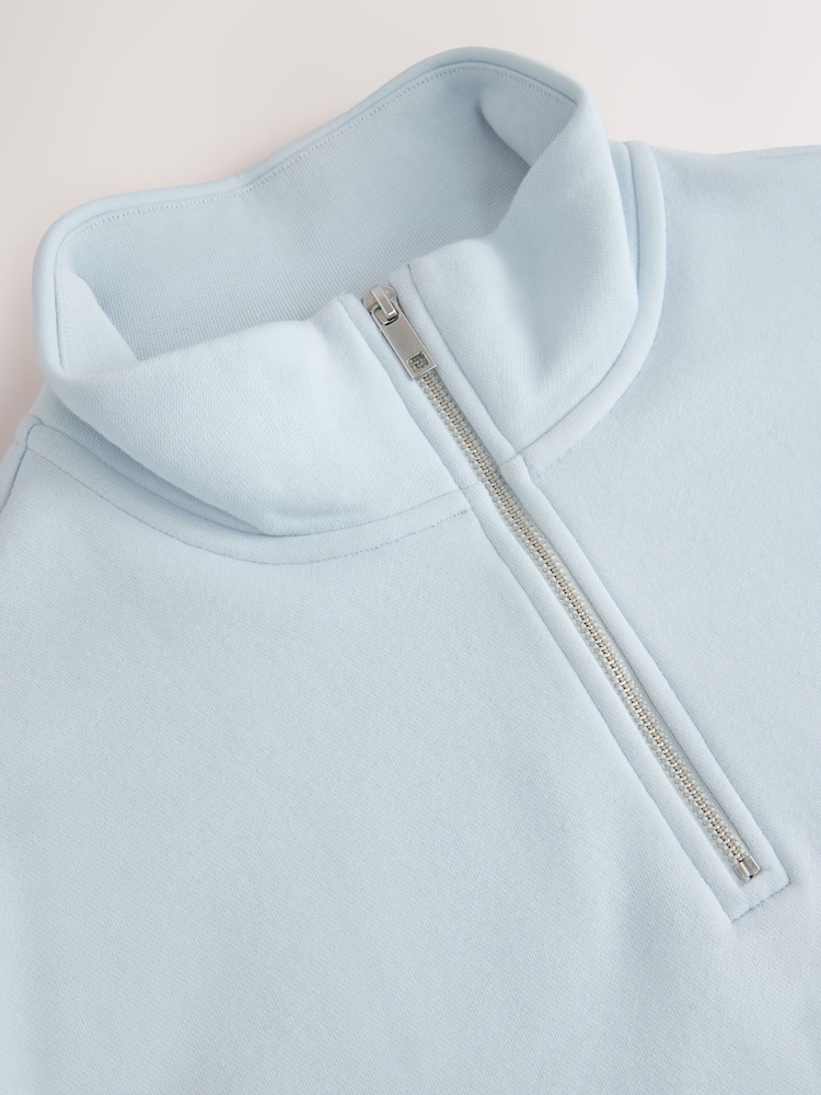 Hellblau - Jersey-Sweatshirt mit hohem Baumwollanteil und Viertelreißverschluss - Bild 8 von 8 Hellblau - Jersey-Sweatshirt mit hohem Baumwollanteil und Viertelreißverschluss - Bild 8 von 8