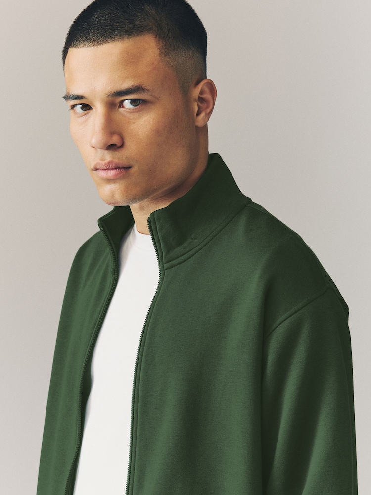 Green Zip Through Funnel Neck Sweatshirt - Image 4 of 8