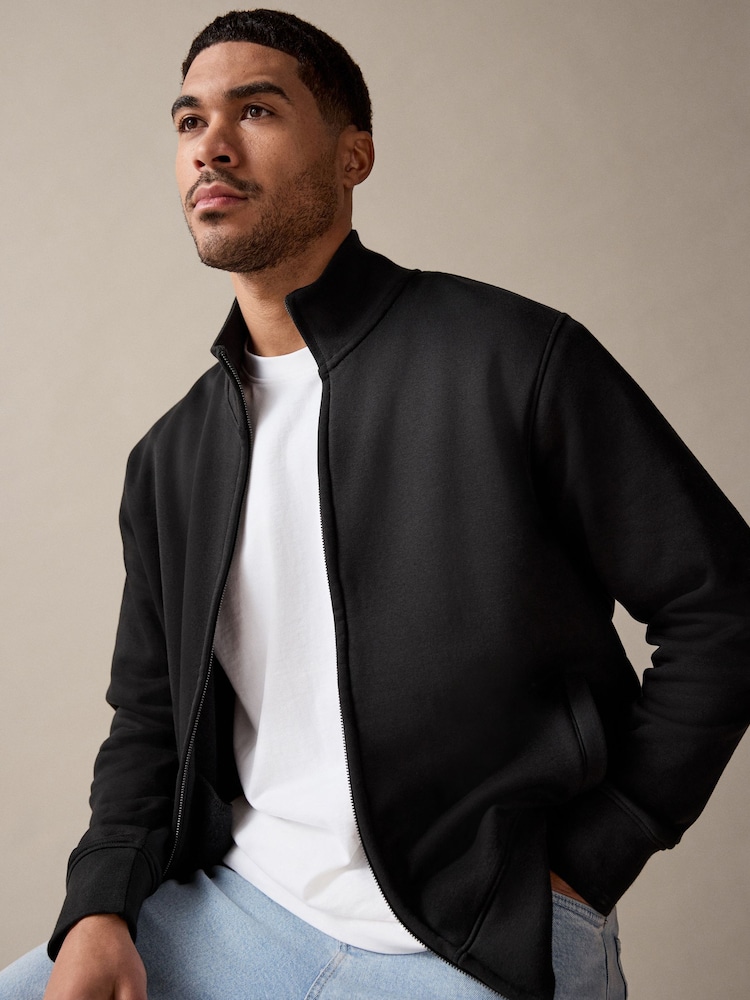 Black Zip Through Funnel Neck Sweatshirt - Image 4 of 12