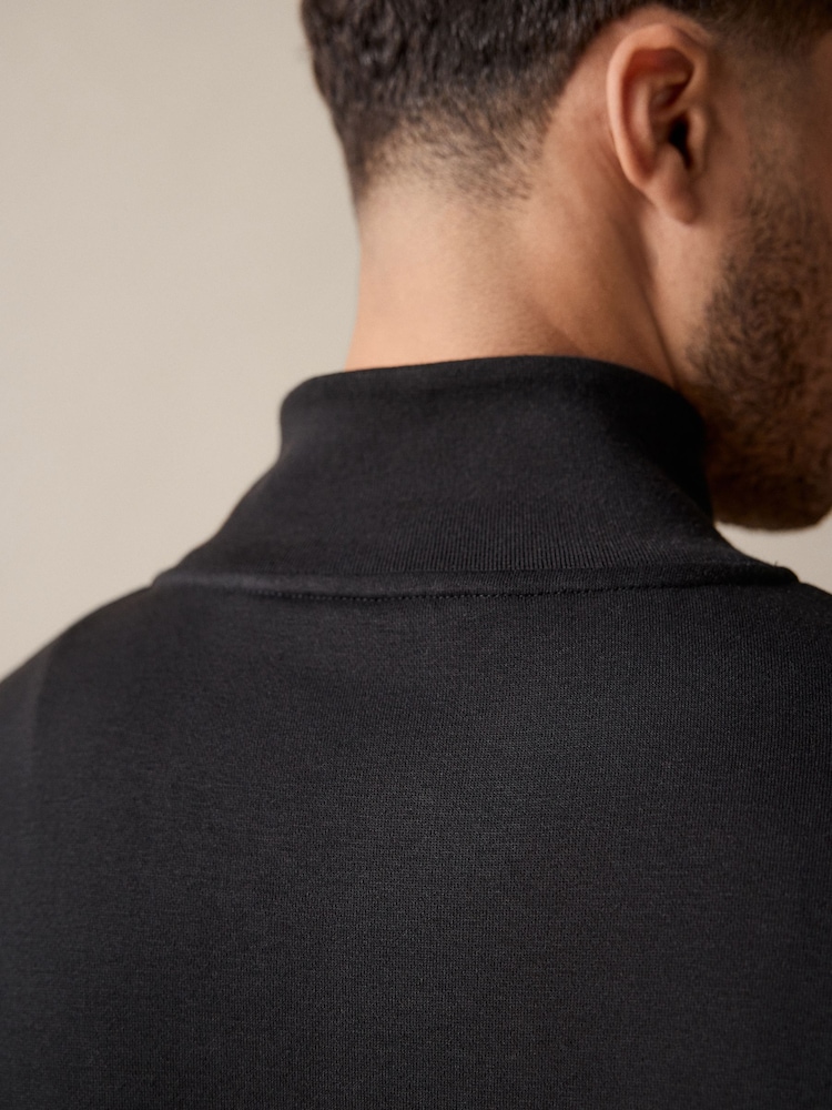 Black Zip Through Funnel Neck Sweatshirt - Image 6 of 12