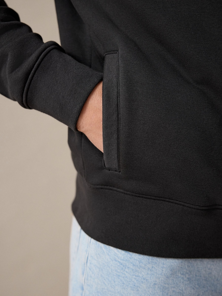 Black Zip Through Funnel Neck Sweatshirt - Image 7 of 12