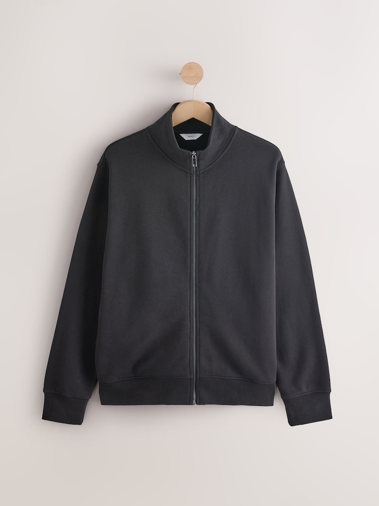Black Zip Through Funnel Neck Sweatshirt - Image 8 of 12