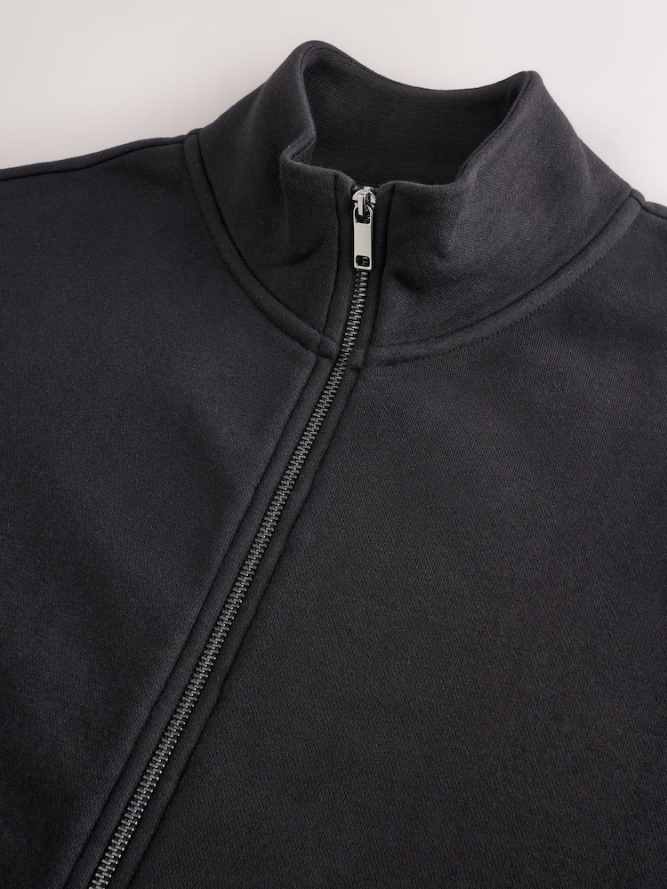 Black Zip Through Funnel Neck Sweatshirt - Image 9 of 12