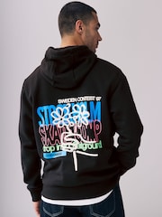 Black Graphic Print Hoodie - Image 1 of 10