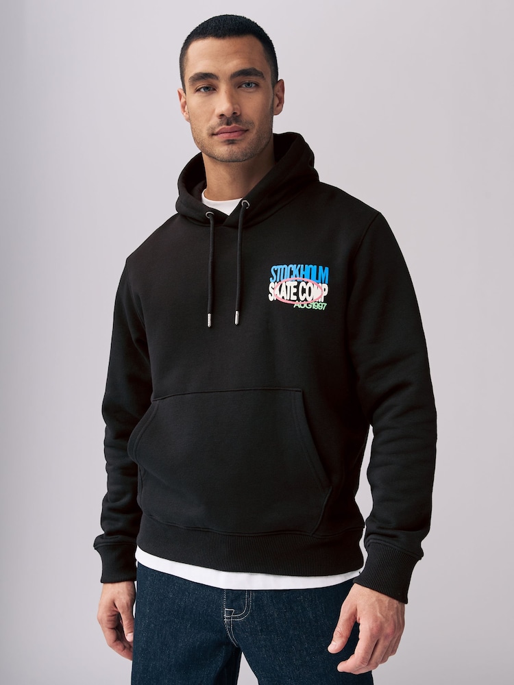 Black Graphic Print Hoodie - Image 2 of 10