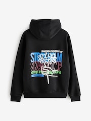 Black Graphic Print Hoodie - Image 8 of 10