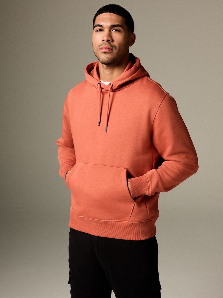 Rouge/Orange - Coupe classique Rich Jersey Fabric Sweat-shirt à capuche - Image 1 of 1