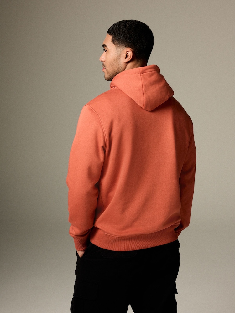 Red/Orange Regular Fit Rich Jersey Fabric Hoodie - Image 2 of 9