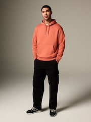 Red/Orange Regular Fit Rich Jersey Fabric Hoodie - Image 3 of 9