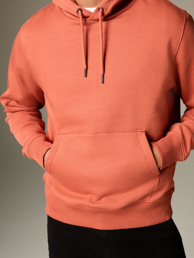 Red/Orange Regular Fit Rich Jersey Fabric Hoodie - Image 4 of 9