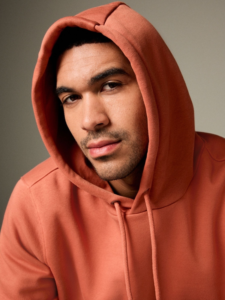 Red/Orange Regular Fit Rich Jersey Fabric Hoodie - Image 5 of 9