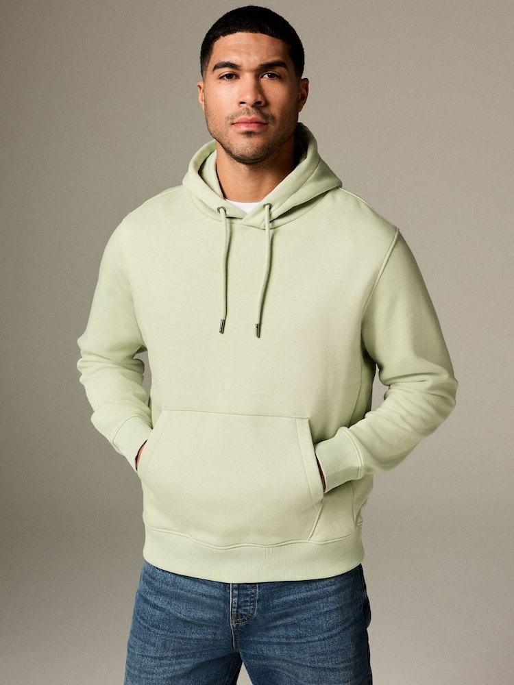 Light Sage Green Regular Fit Rich Jersey Fabric Hoodie - Image 1 of 1