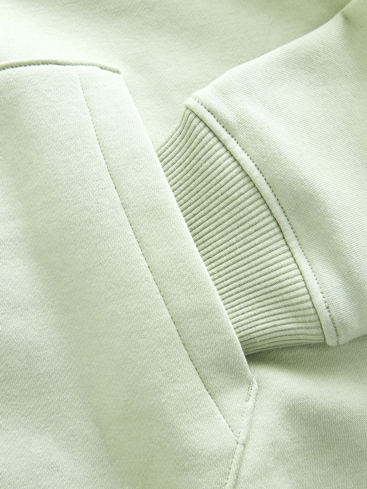 Light Sage Green Regular Fit Rich Jersey Fabric Hoodie - Image 8 of 8