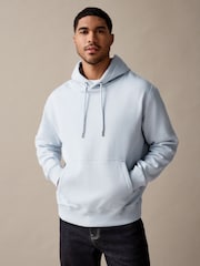 Light Blue Regular Fit Rich Jersey Fabric Hoodie - Image 1 of 9