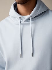 Light Blue Regular Fit Rich Jersey Fabric Hoodie - Image 4 of 9